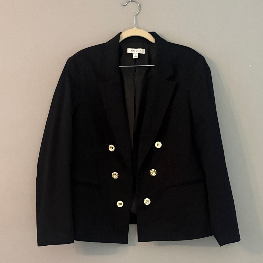 Nine West Women's Classic Black Blazer with Gold Buttons